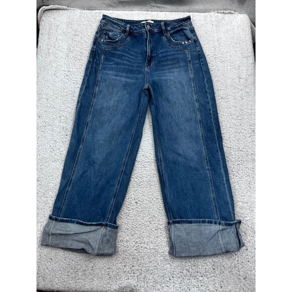 Flying Monkey Denim - Women's Flying Monkey High Rise Cuffed Baggy Wide Leg Denim Jeans Size 31